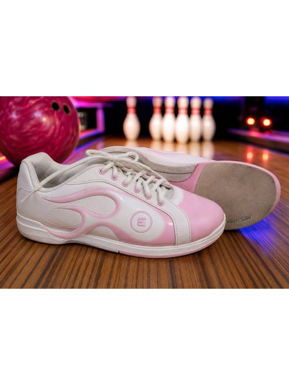 Etonic Womens Bowling Shoes White Leather Flex Zone Performance Sneakers 8.5